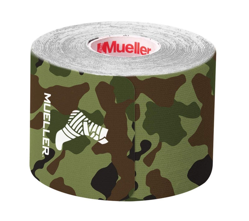 MUELLER Sports Medicine Kinesiology Therapeutic Tape, Quality Athletic Tape, Latex Free, 20 Pre-Cut I-Strips, 2" x 9.75" Each Strip, Green Camo